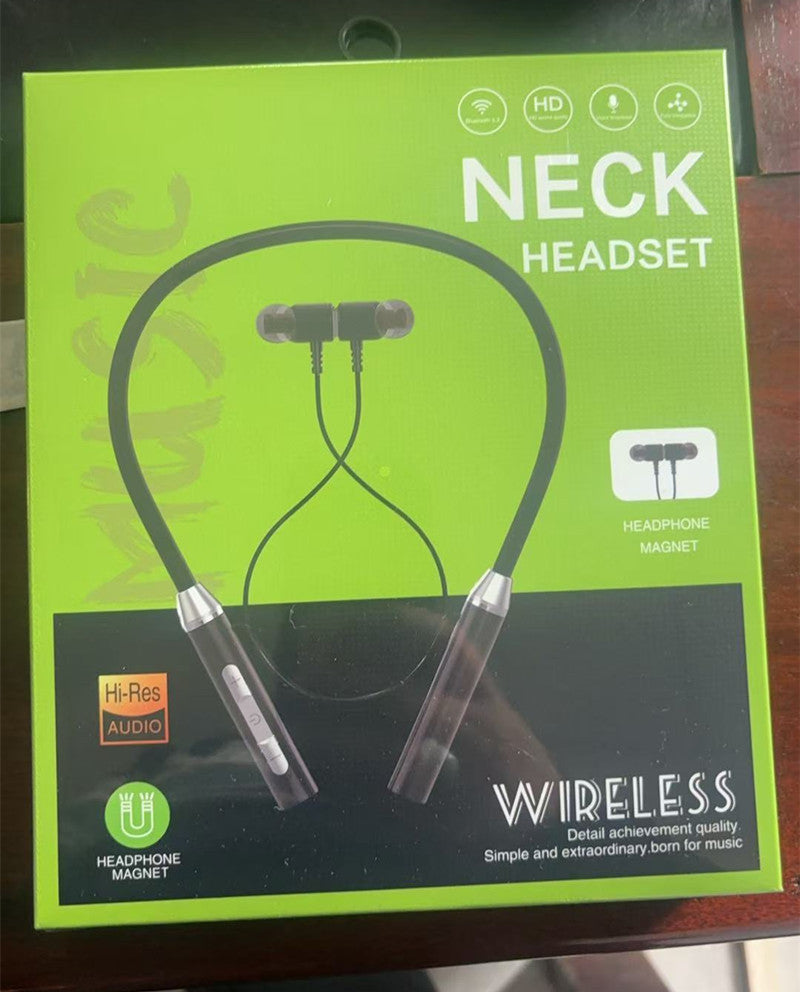 Popular Hanging Neck Bluetooth Headset Wireless Sports Ultra-Long Standby Heavy Bass Bluetooth Earbuds Factory Ready Stock