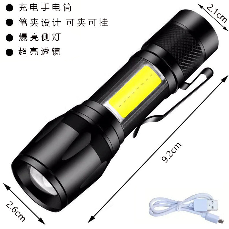 Quad-core flashlight bright LED charging 100,000 lumens burst bright high-power outdoor multi-function lighting long-range light