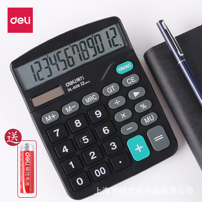 Deli 0838 Dual Power Calculator Daily Business Office Desk Type Solar Large Simple Computer