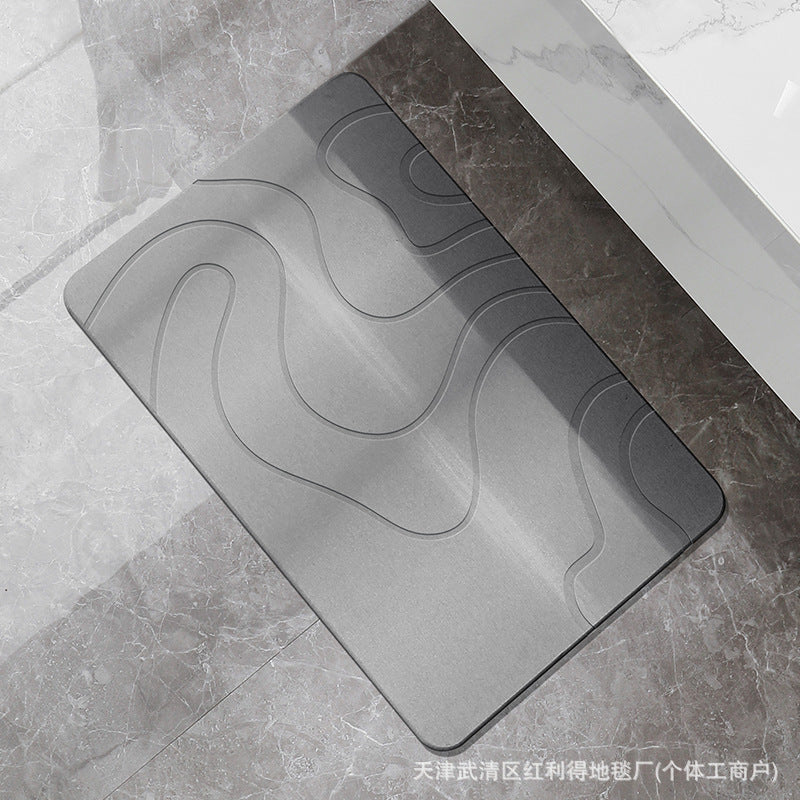 Simple Line Diatom Mud Absorbent Floor Mat Household Bathroom Non-slip Quick-drying Foot Mat Easy-care Door Mat in stock