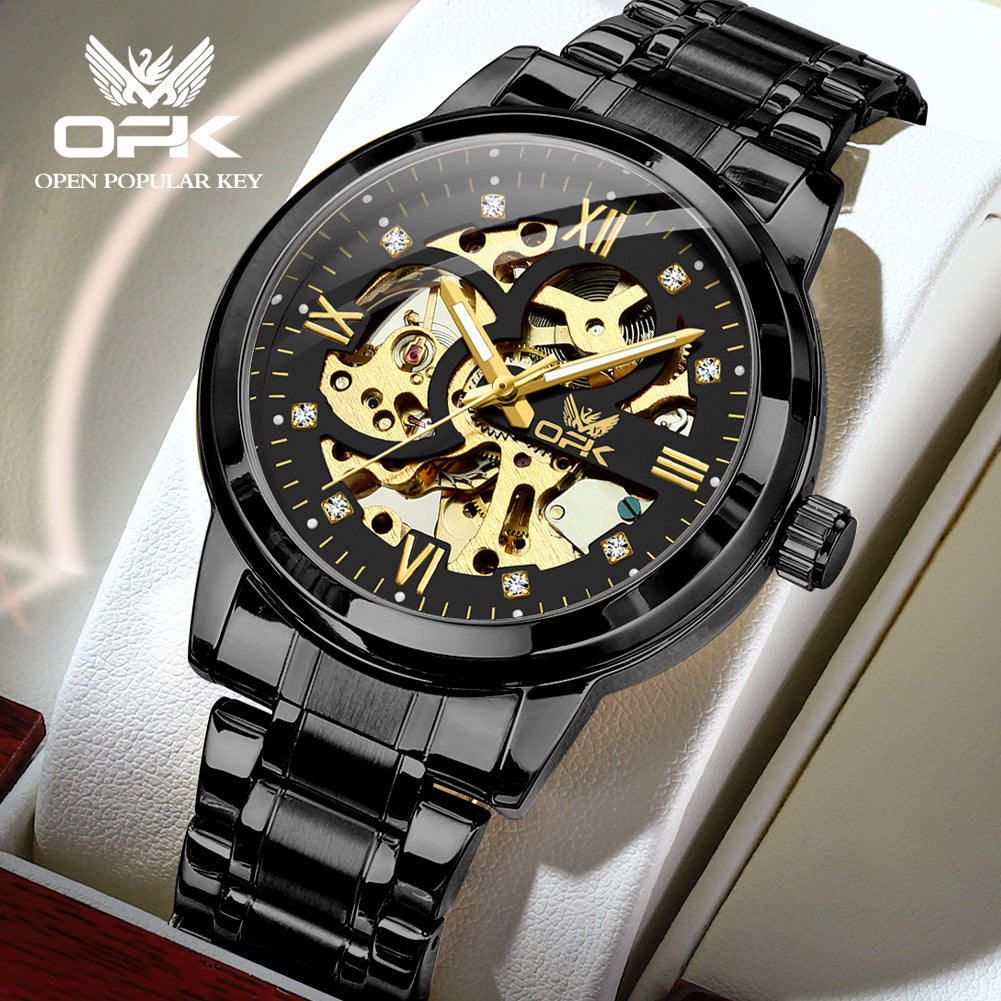 OPK brand hollow men's watch luminous waterproof automatic mechanical watch new domineering foreign trade men's watch