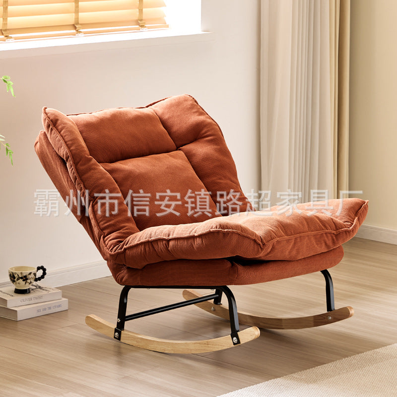 Lazy Sofa Can Lie down and Sleep, Comfortable and Soft, Fully Wrapped Bedroom Fabric Single Small Apartment Leisure Rocking Chair