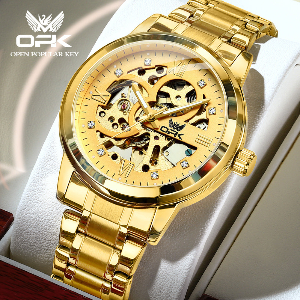 OPK brand hollow men's watch luminous waterproof automatic mechanical watch new domineering foreign trade men's watch
