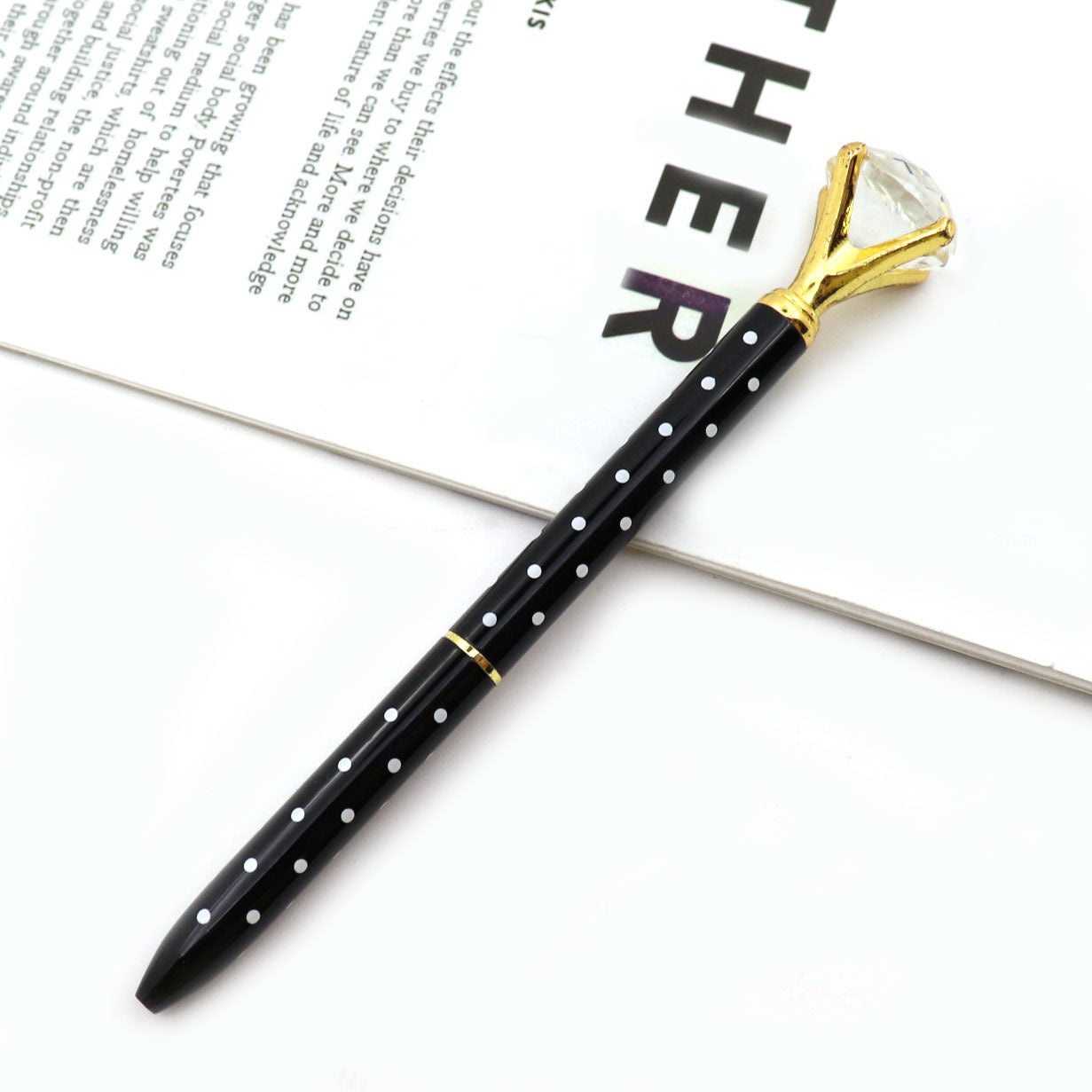 Student Creative Crystal Diamond ballpoint pen advertising pen carved LOGO cross-border large diamond pen metal ballpoint pen