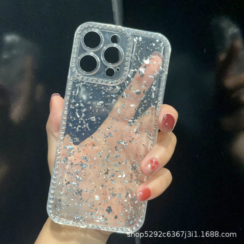 Diamond Shell Glitter Case Suitable for iPhone 15 Electroplated Lens Frame Phone Case with Resin for Immediate Wealth New Year Edition