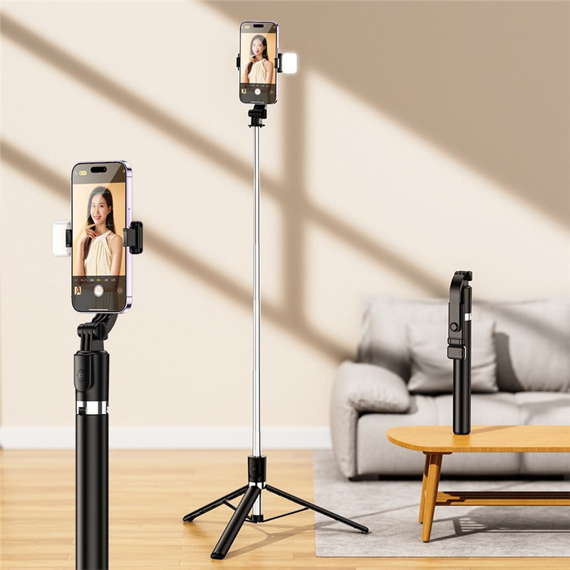 Mobile Phone Selfie Stick 360 Rotation Portable Live Broadcast Photo Tripod Bluetooth All-In-One Multi-Function R1S Bracket