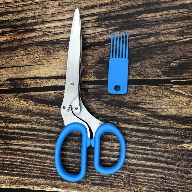 Five-layer onion scissors oblique stainless steel onion scissors paper scissors seaweed food scissors household kitchen multi-layer scissors