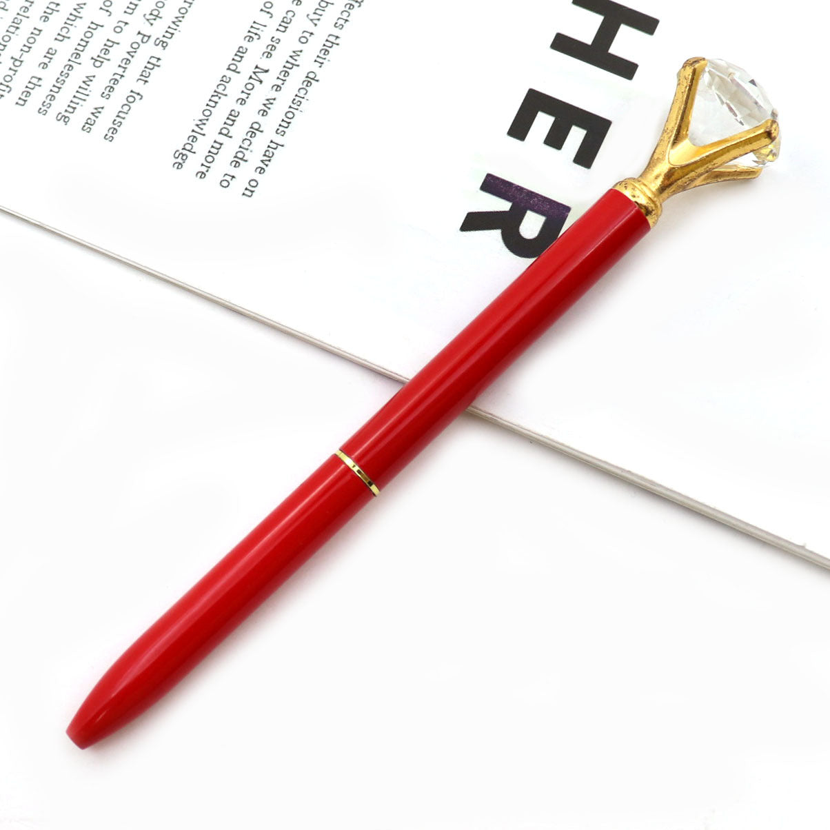 Student Creative Crystal Diamond ballpoint pen advertising pen carved LOGO cross-border large diamond pen metal ballpoint pen