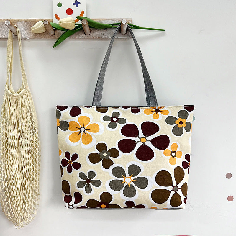 New Canvas Bag Large Capacity Shoulder Bag Women's Bag Printed Handbag Korean Style Tote Bag Literary Canvas Bag