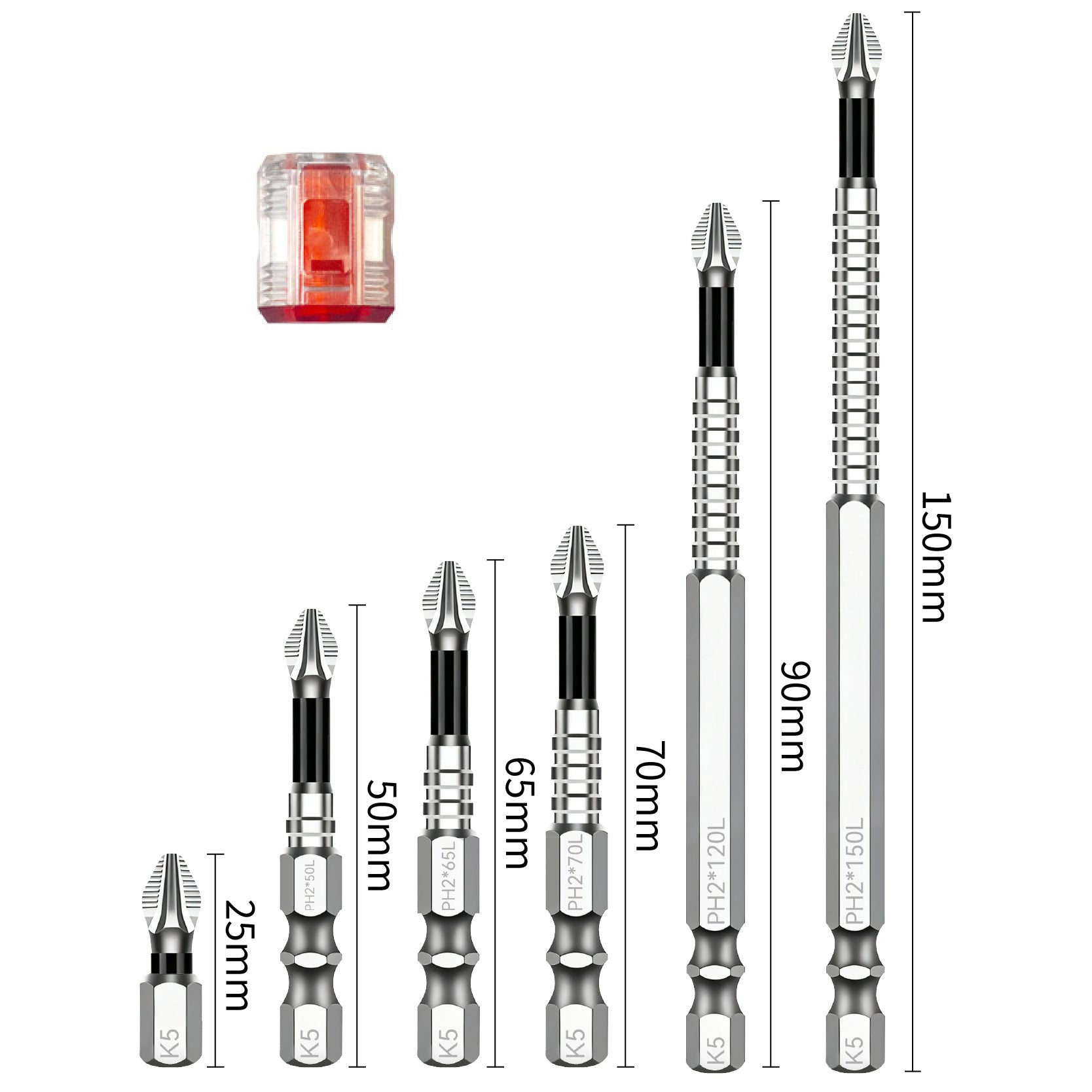 Yunbei non-slip batch head electric wind batch nozzle electric screwdriver head magnetic batch head PH2 blue leather cross batch head