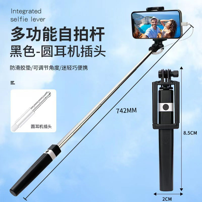 Mobile Phone Wire-Controlled Selfie Stick Suitable for Android and Apple 3.5Typec Interface Telescopic Foldableing Selfie Stick