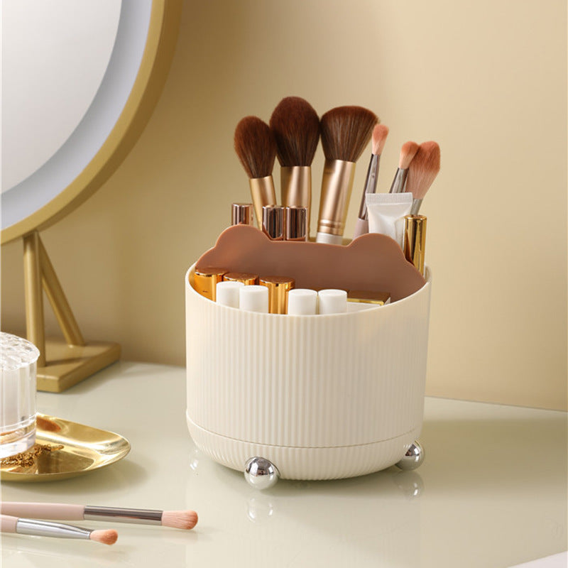 Desktop Rotating Cosmetic Brush Storage Container Cosmetic Storage Box Storage Rack Dressing Table Pen Container Storage Integrated Cabinet