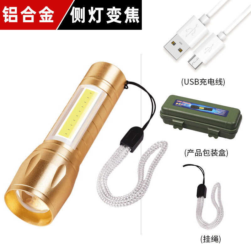 led flashlight rechargeable multi-purpose long-range portable super bright household mini portable side light