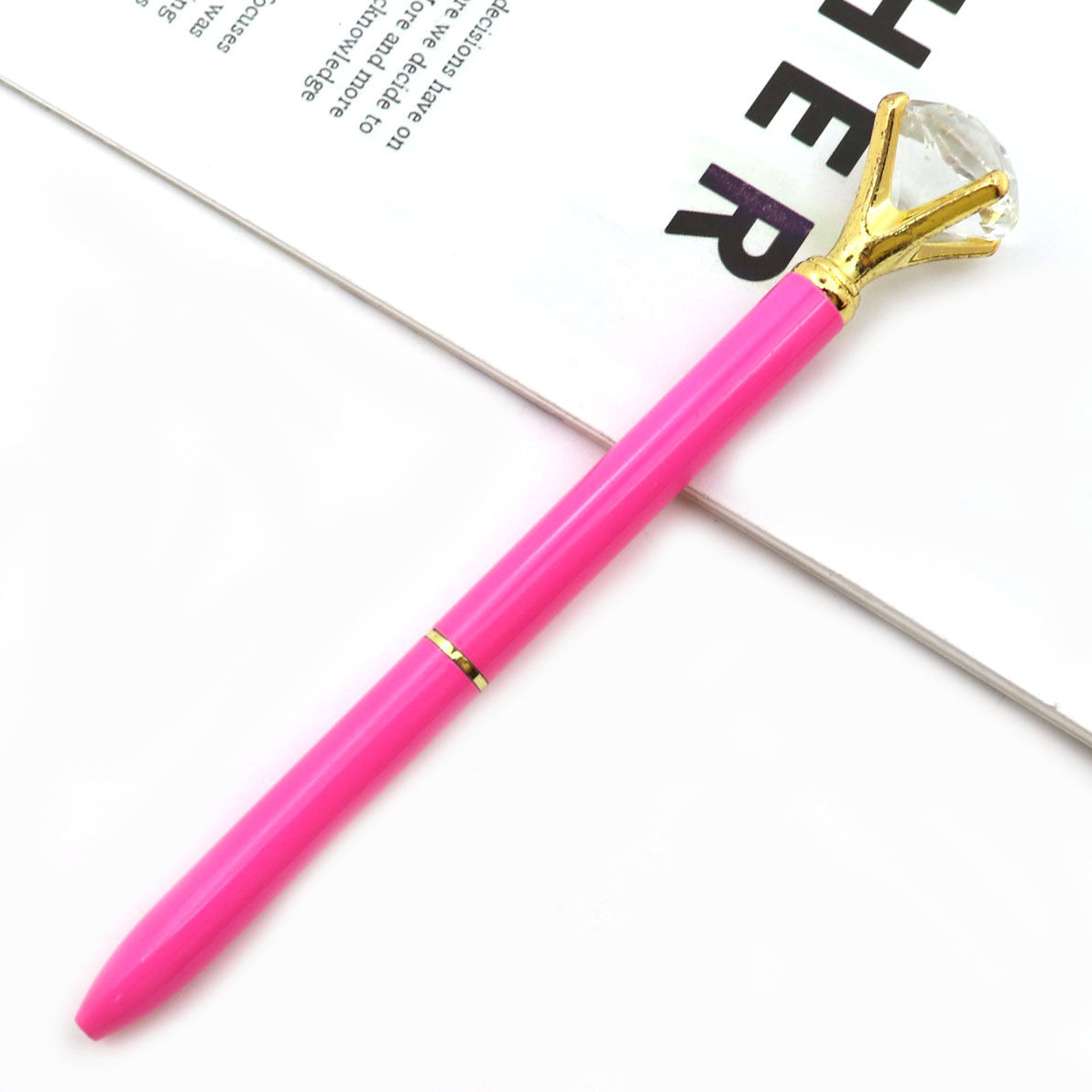 Student Creative Crystal Diamond ballpoint pen advertising pen carved LOGO cross-border large diamond pen metal ballpoint pen