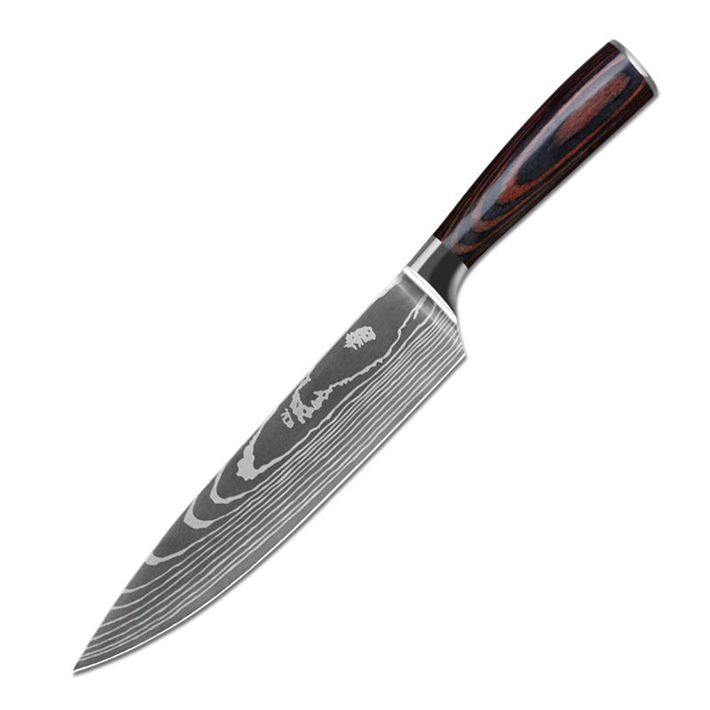 Laser Pattern Western-style Chef Knife Kitchen Knife Sande Knife Damascus Pattern Chef Knife Kitchen Knife suit