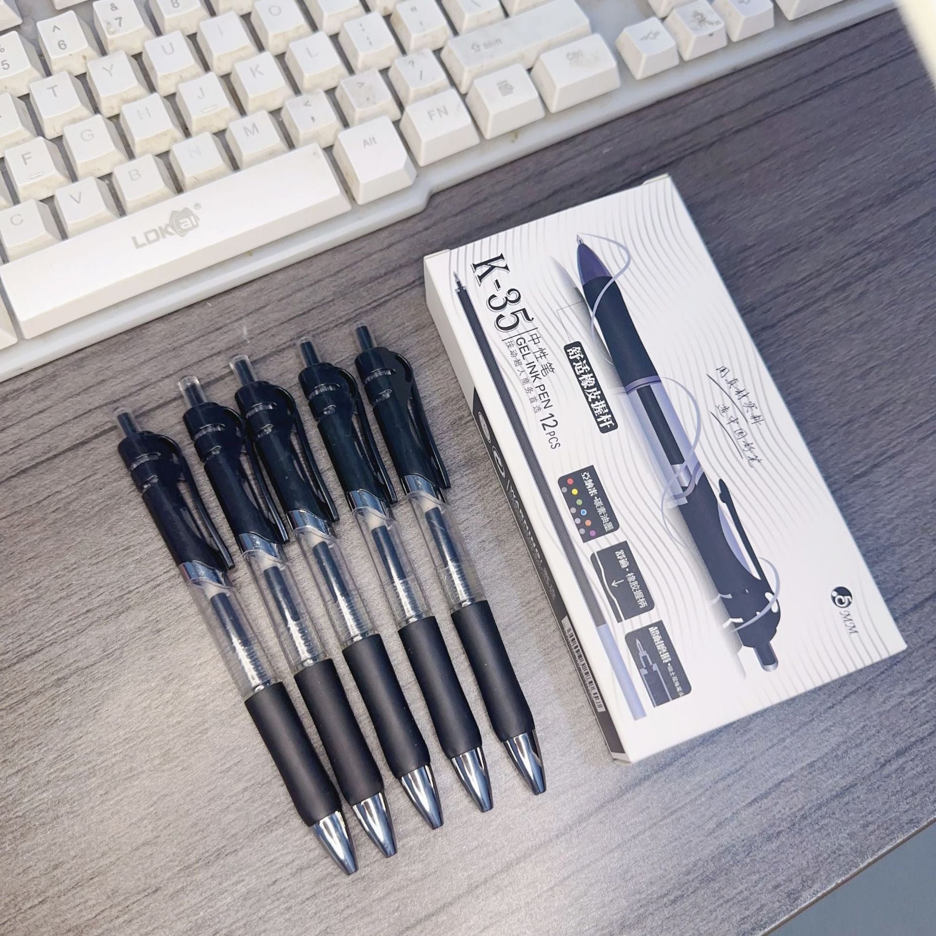K35 Press Gel Pen Ballpoint Pen Signature Pen Boxed Stationery Student Wholesale Exam Bullet 0.5mm Quick Drying
