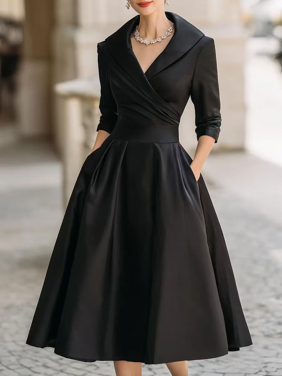 2025 New European and American Women's Clothing Amazon Xiyin Independent Website Elegant Formal Waist-Cinching Slimming Dress