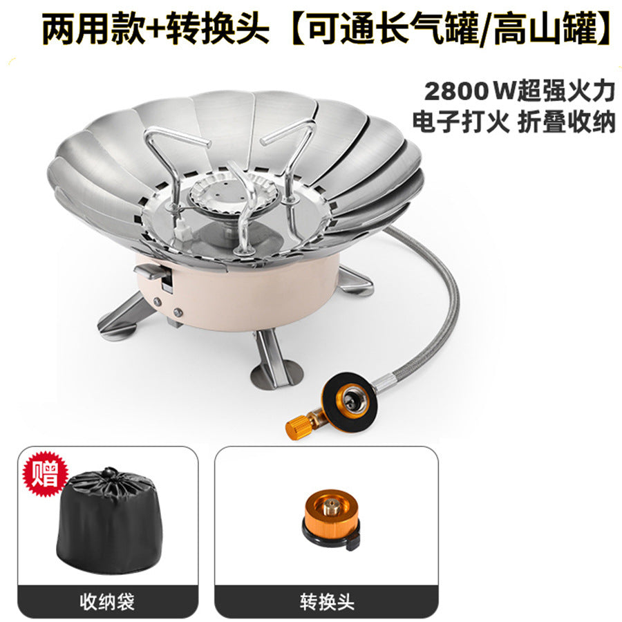 Outdoor Gas Stove Camping Windproof Stove Portable Water Boiling Tea Stove Tile Lotus Gas Stove Fierce Stove