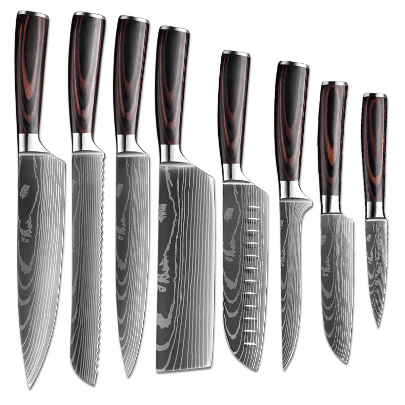 Laser Pattern Western-style Chef Knife Kitchen Knife Sande Knife Damascus Pattern Chef Knife Kitchen Knife suit
