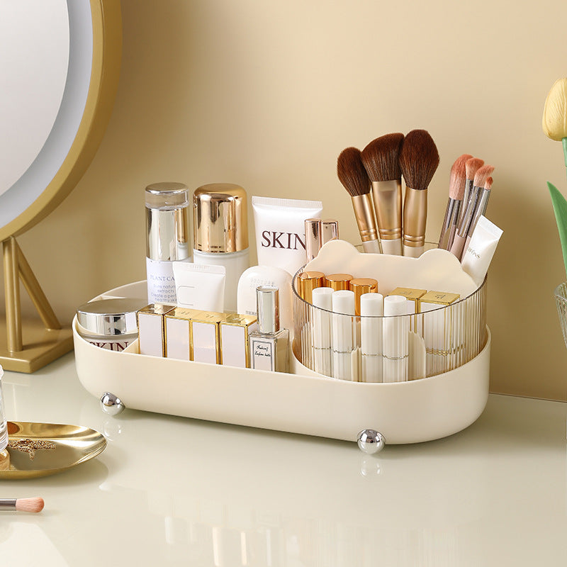 Plastic Cosmetic Storage Box Advanced Desktop Storage Dust-proof Bedroom Large Capacity Cosmetic Storage