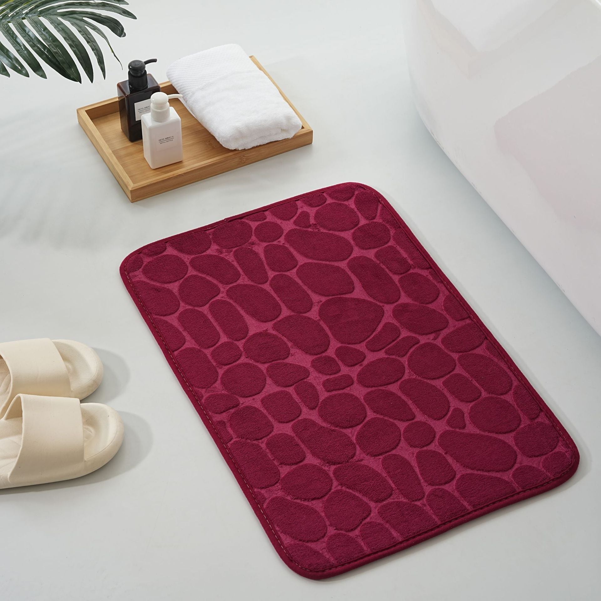 Straight Hair Coral Fleece Mat Pebbles Absorbent Door Mat Hot Selling Bathroom Embossed Foot Mat in stock