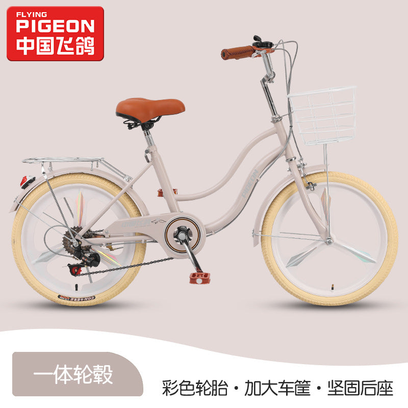 Flying Pigeon Bicycle Women's Medium and Large Student Adult Lady Commuting Lightweight 20inch 22inch 24inch Variable Speed Scooter