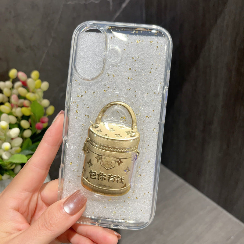 Diamond Shell Glitter Case Suitable for iPhone 15 Electroplated Lens Frame Phone Case with Resin for Immediate Wealth New Year Edition