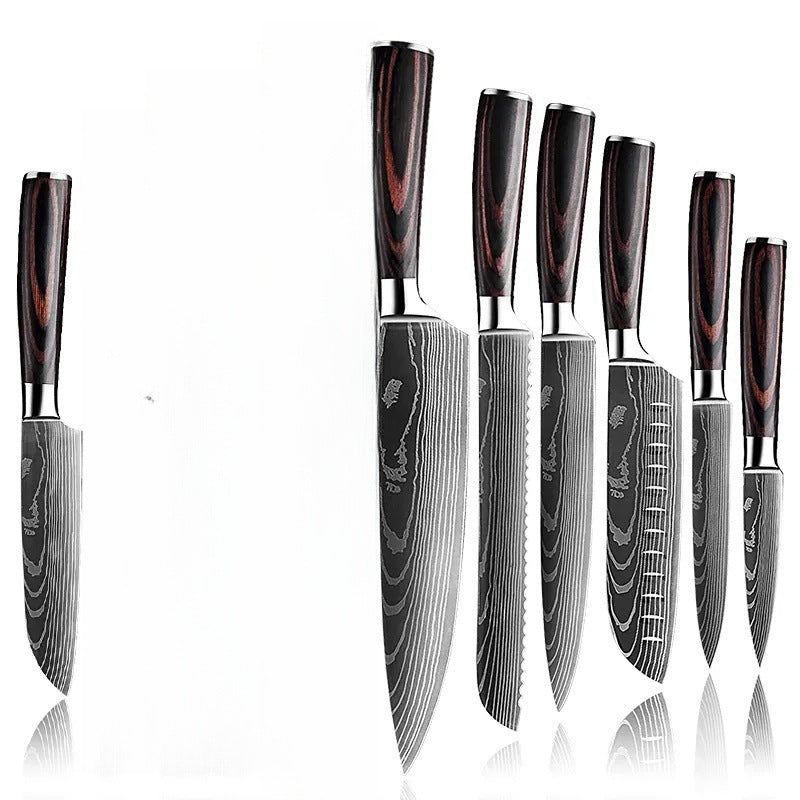 Laser Pattern Western-style Chef Knife Kitchen Knife Sande Knife Damascus Pattern Chef Knife Kitchen Knife suit