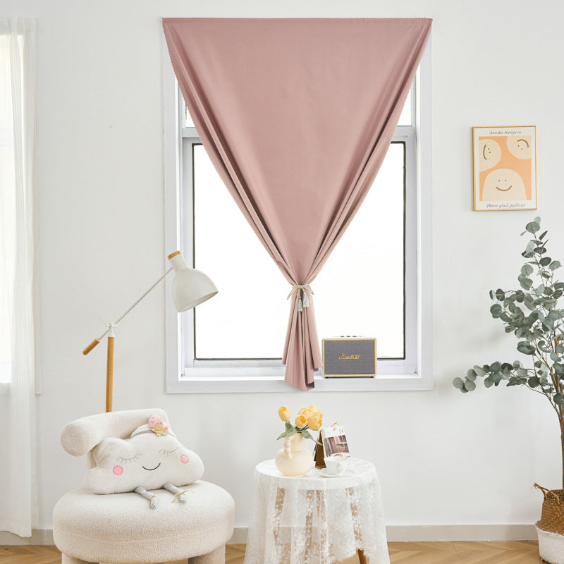 Full Blackout Curtains, No-Drill Magic Tape, Rental House Partition Curtain, Bedroom Bay Window Self-Adhesive Small Window Blocking Short Curtain