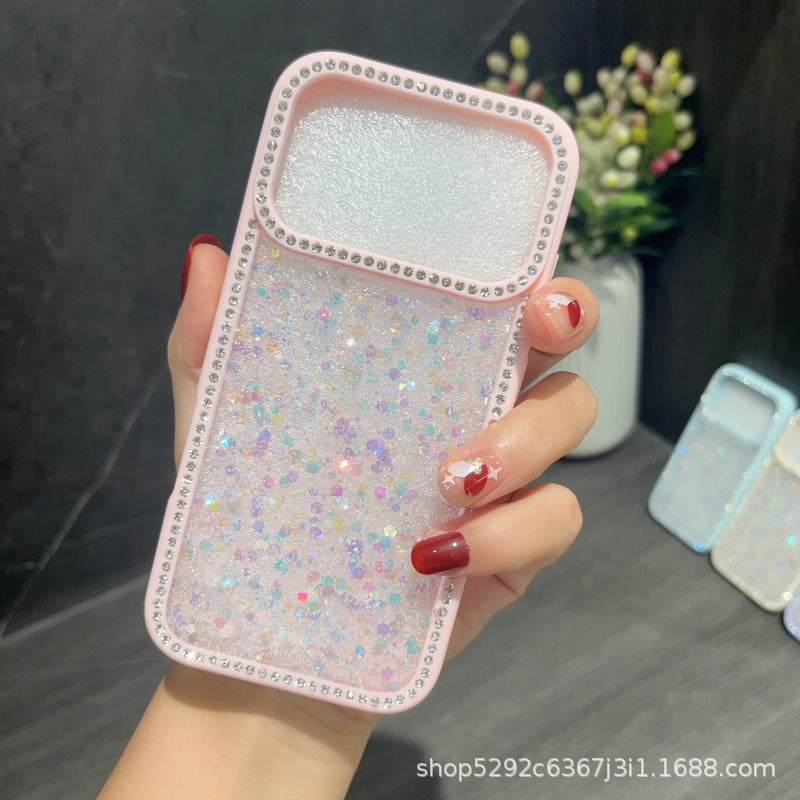 Diamond Shell Glitter Case Suitable for iPhone 15 Electroplated Lens Frame Phone Case with Resin for Immediate Wealth New Year Edition