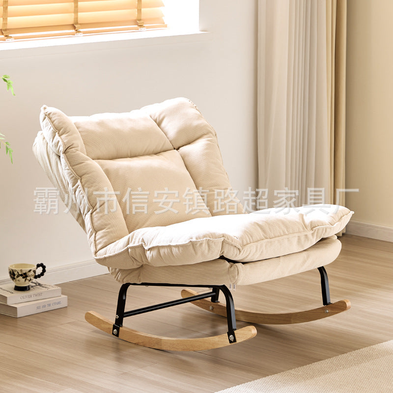 Lazy Sofa Can Lie down and Sleep, Comfortable and Soft, Fully Wrapped Bedroom Fabric Single Small Apartment Leisure Rocking Chair