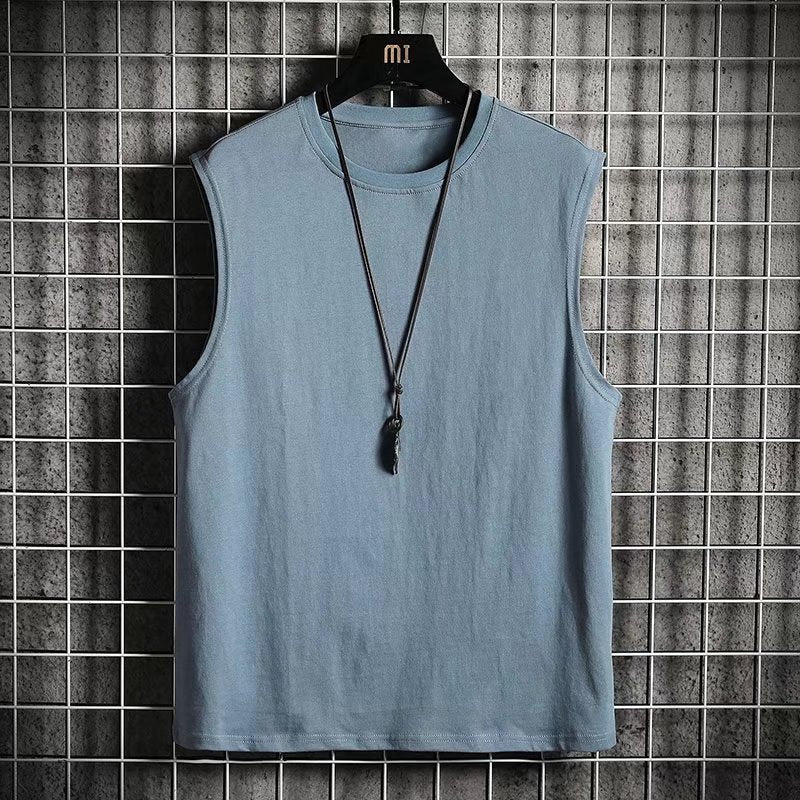 Summer Loose Sleeveless T-Shirt Men's Black Vest Trendy Brand Trendy Ins Bottoming Shirt Sports Fitness Running T-Shirt