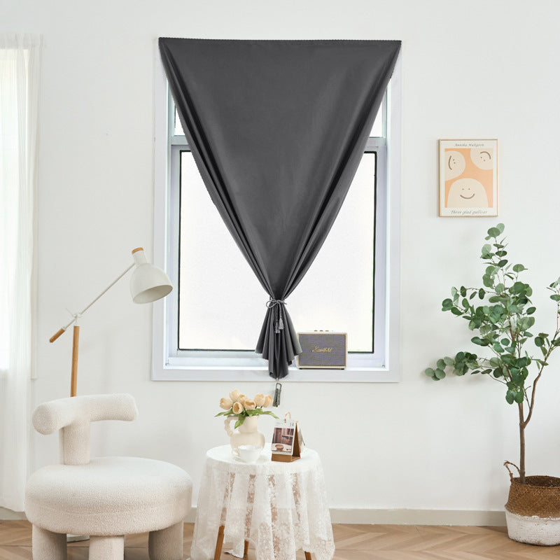 Full Blackout Curtains, No-Drill Magic Tape, Rental House Partition Curtain, Bedroom Bay Window Self-Adhesive Small Window Blocking Short Curtain