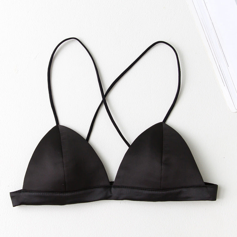 Thin Shoulder Straps, Black Small Wrap Bra, Beautiful Back Tube Top, Sexy Small Bra, Elastic Camisole, Versatile Intimates for Women