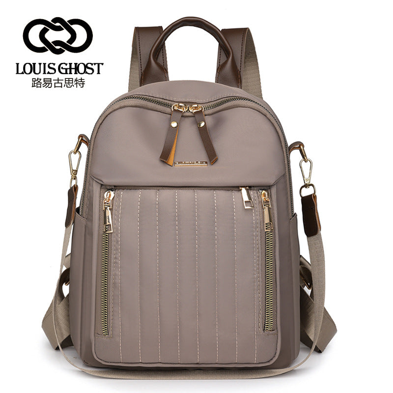 Lingge Embroidered Rucksack Women's 2025 New Arrival Korean Style All-Match Women's Backpack Large Capacity Water-repellent Travel Backpack