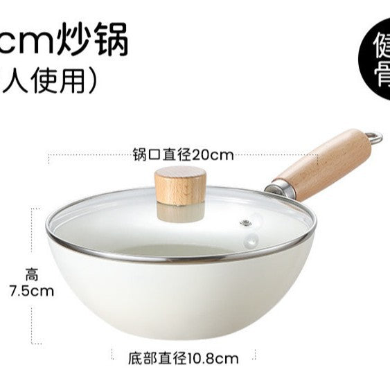 Small iron pot 20cm Japanese-style mini household uncoated flat cooking pot induction cooker suitable for small wok