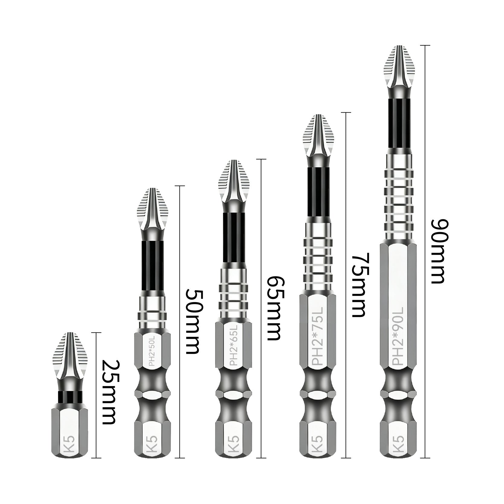 Yunbei non-slip batch head electric wind batch nozzle electric screwdriver head magnetic batch head PH2 blue leather cross batch head
