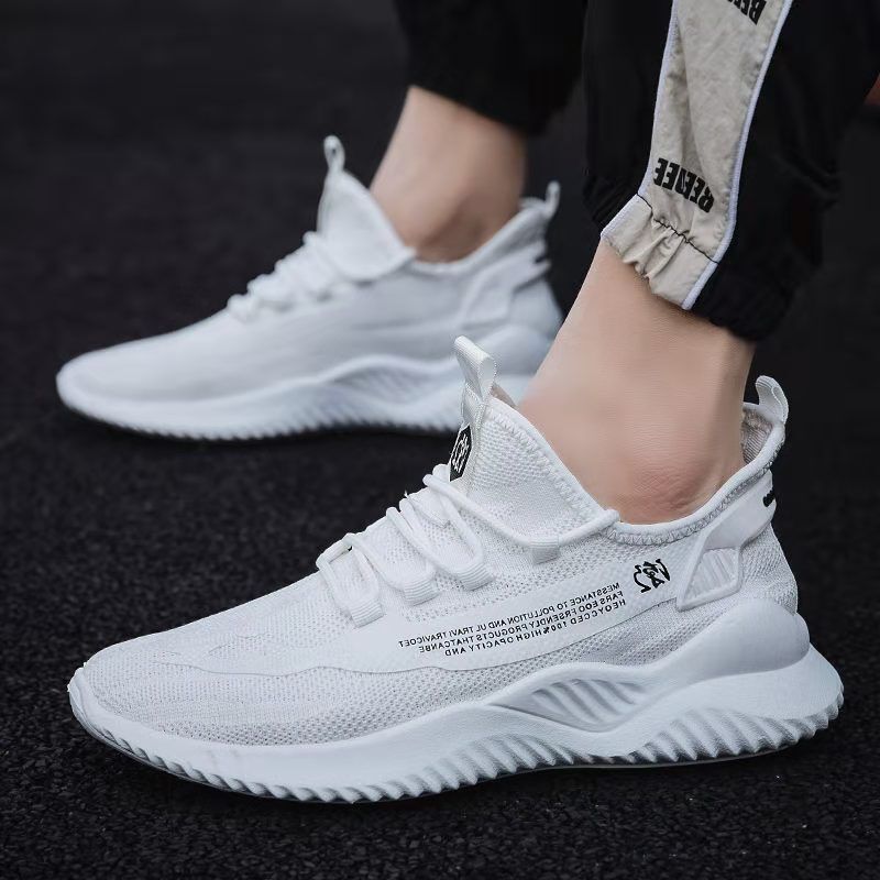 2025 New Summer Korean Style Men's Shoes, Sports Shoes, Fly-Knit Men's Shoes, Mesh Breathable Lightweight Casual Shoes