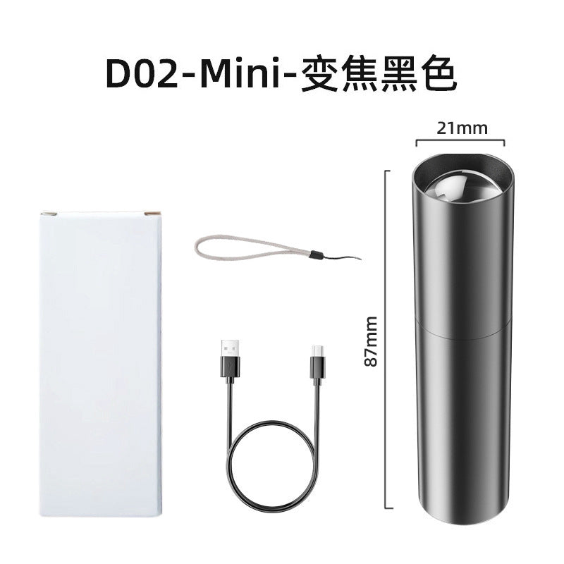 Aluminum Alloy Led Mini Flashlight USB Rechargeable Outdoor Lighting Strong Light Home Portable Gift