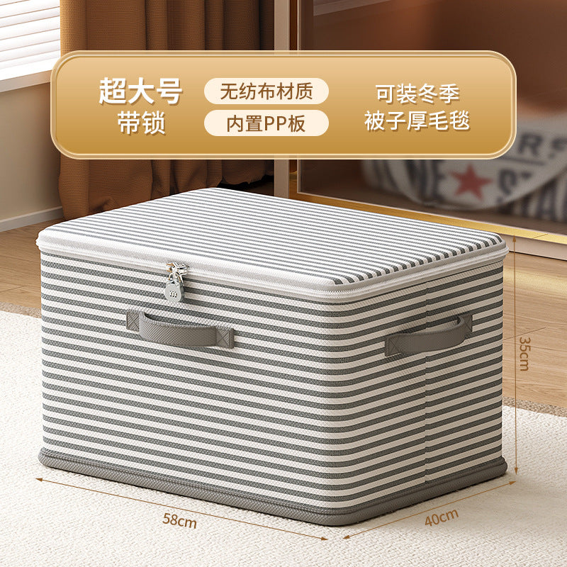 Clothes with Lock Fabric Finishing Box Household Super Large Capacity Foldable Clothes Wardrobe Toy Storage Basket Storage Box
