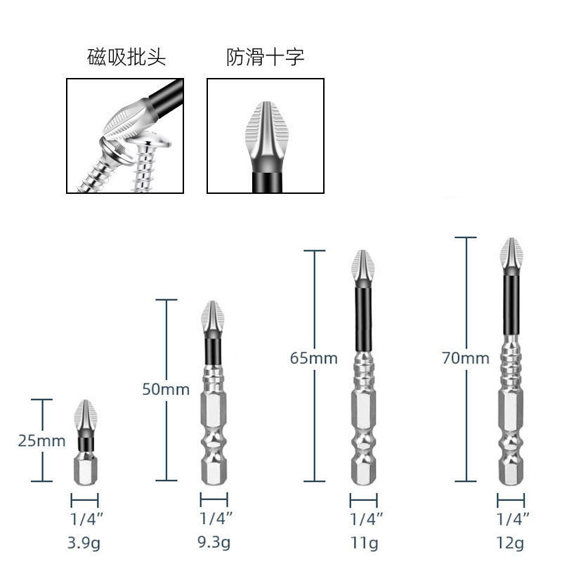 Yunbei non-slip batch head electric wind batch nozzle electric screwdriver head magnetic batch head PH2 blue leather cross batch head
