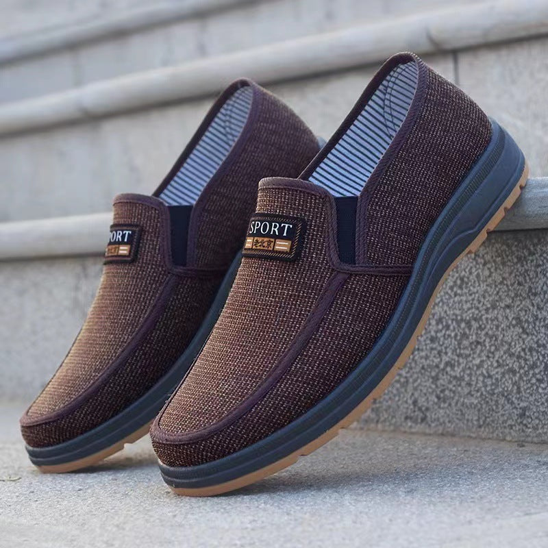 Spring old Beijing cloth shoes breathable canvas shoes men's slip-on non-slip wear-resistant work shoes tendon sole casual shoes