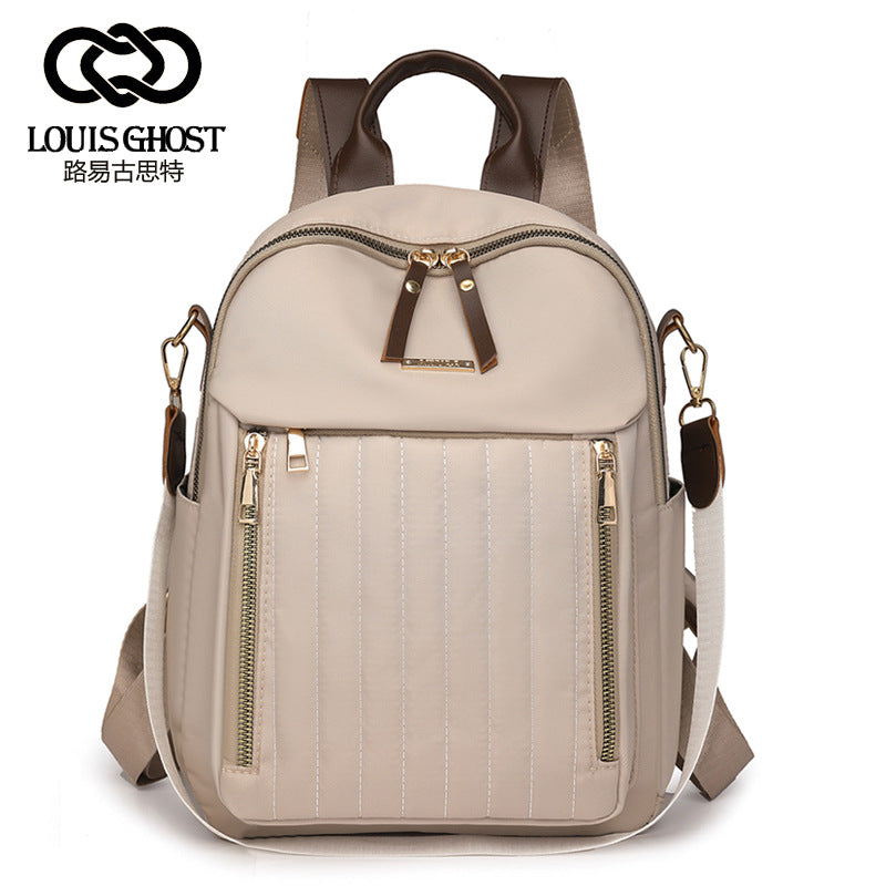 Lingge Embroidered Rucksack Women's 2025 New Arrival Korean Style All-Match Women's Backpack Large Capacity Water-repellent Travel Backpack