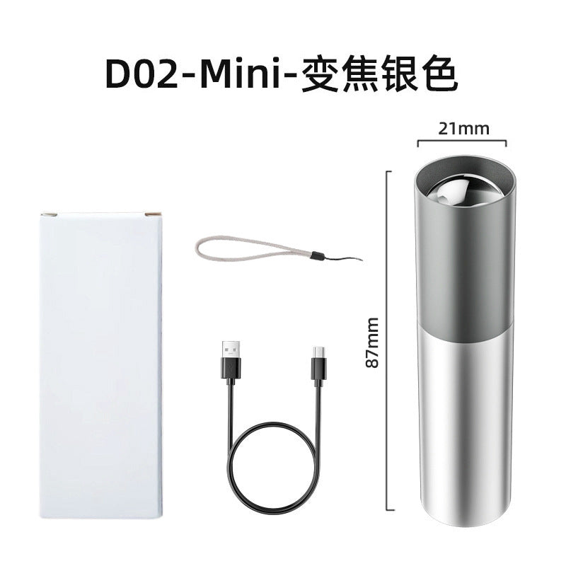Aluminum Alloy Led Mini Flashlight USB Rechargeable Outdoor Lighting Strong Light Home Portable Gift