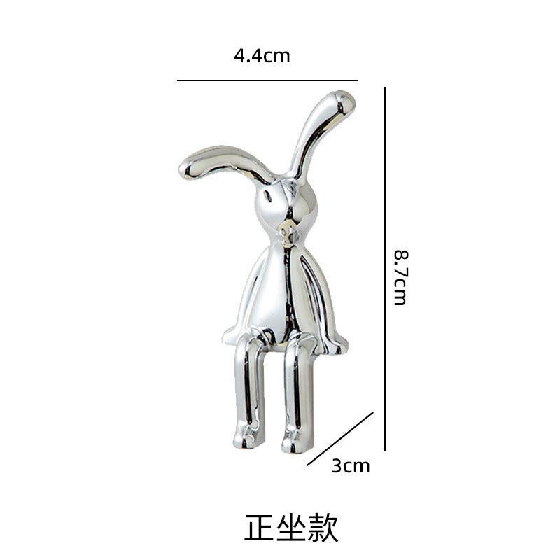 Long-Eared Rabbit Small Sitting Ornaments Accessible Luxury High-End Soft Decoration High-End Home Living Room Tv Cabinet Wine Cabinet Decorations