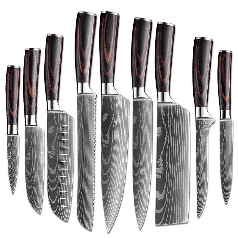 Laser Pattern Western-style Chef Knife Kitchen Knife Sande Knife Damascus Pattern Chef Knife Kitchen Knife suit