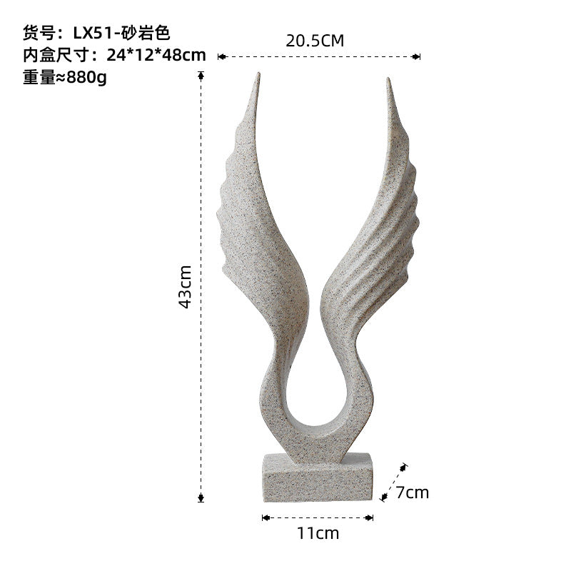 Nordic American Style Simple Resin Angel Wings Ornaments Soft Decoration Model Room Decoration TV Wine Cabinet Decoration Gift