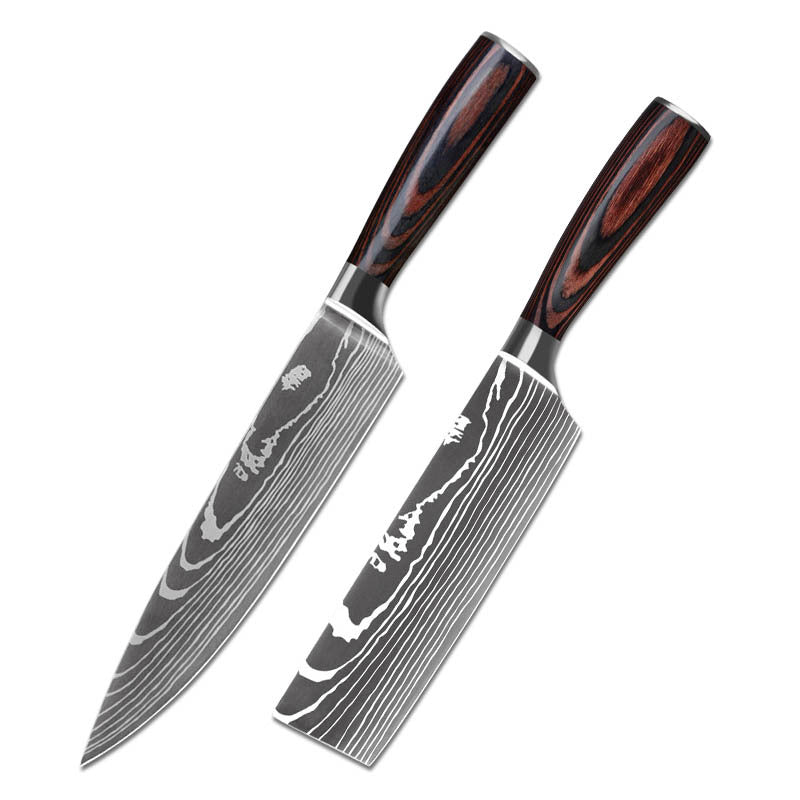 Laser Pattern Western-style Chef Knife Kitchen Knife Sande Knife Damascus Pattern Chef Knife Kitchen Knife suit