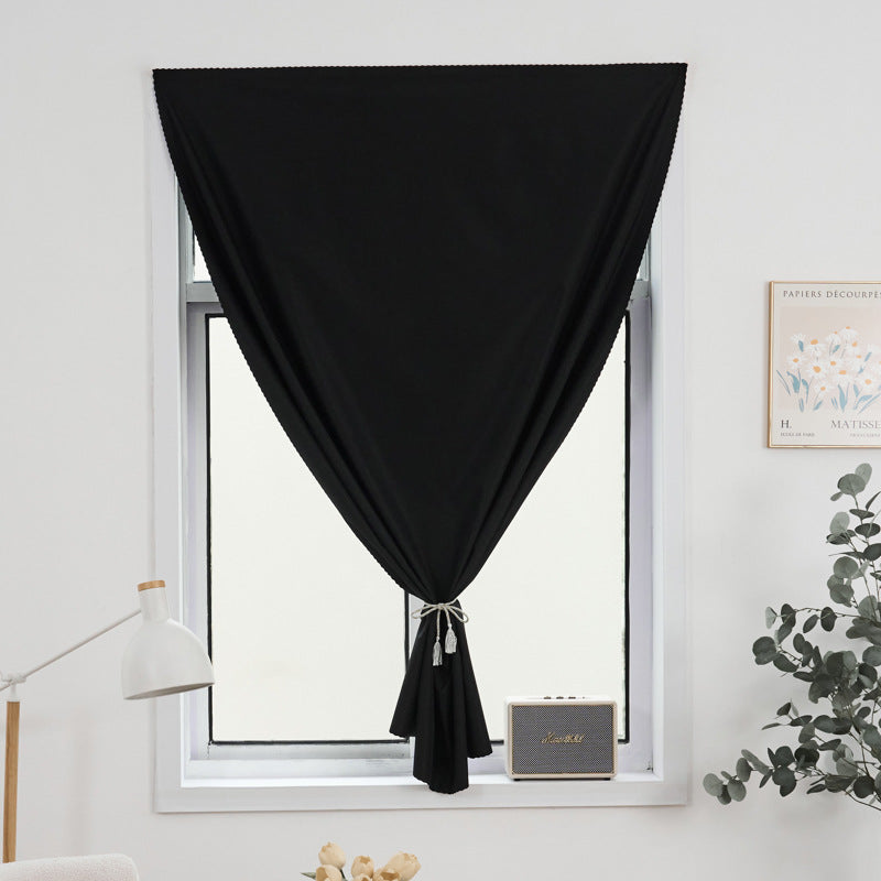 Full Blackout Curtains, No-Drill Magic Tape, Rental House Partition Curtain, Bedroom Bay Window Self-Adhesive Small Window Blocking Short Curtain