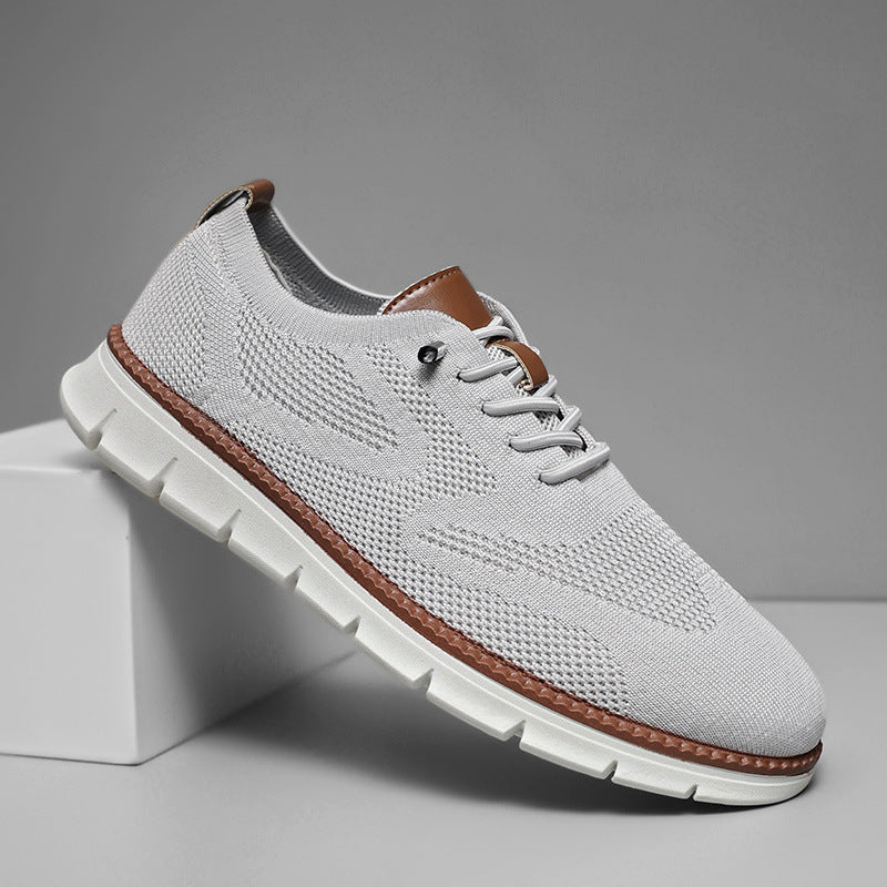 2025 British style men's shoes summer breathable sneaker fly woven mesh shoes men's